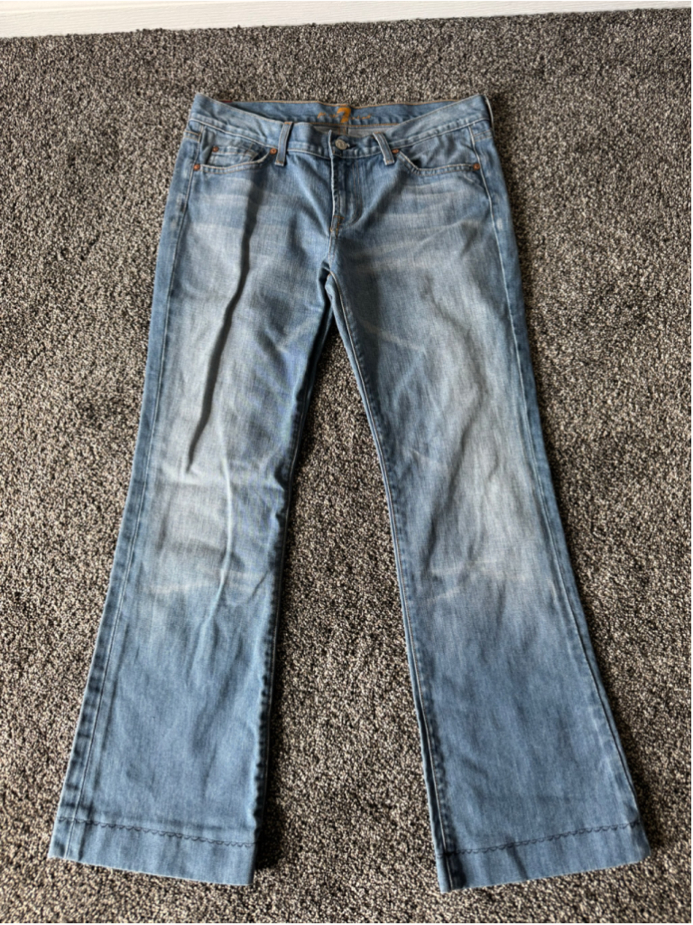 7 For All Mankind Dojo Jeans Size 30 Flare Leg Boho Hippie Blue